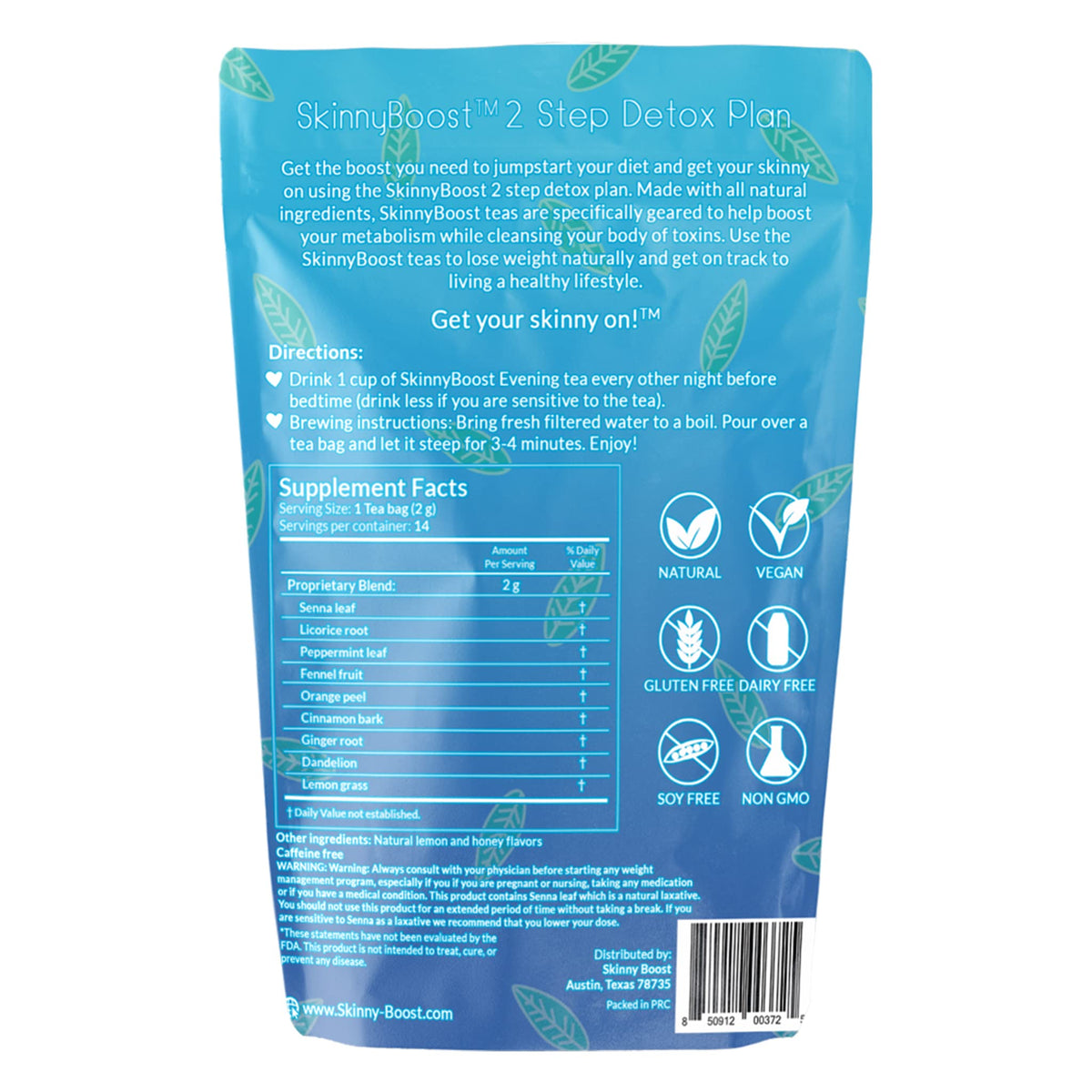 SkinnyBoost Daytime Teas, 3 Evening Detox Teas Non GMO, Vegan, All