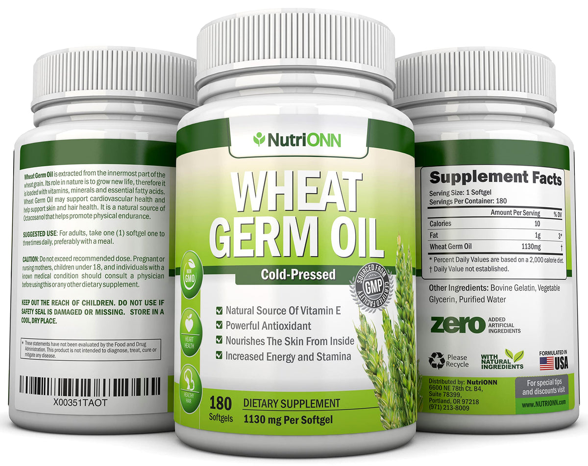 NutriONN Wheat Germ Oil 1130mg - 180 Softgels - image 6