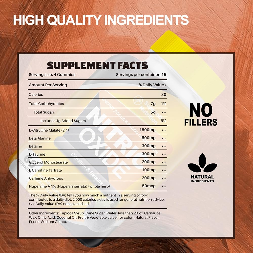 MEGNETA Nitric Oxide Gummies for Energy & Workout Support - 60 Gummies - image 2