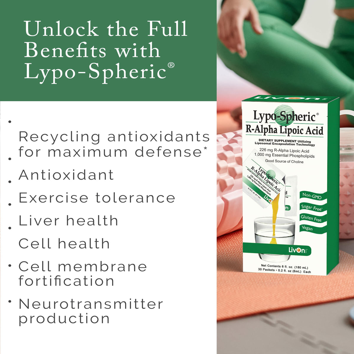 LivOn Laboratories Lypo-Spheric R-Alpha Lipoic Acid - 30 Packets - image 3