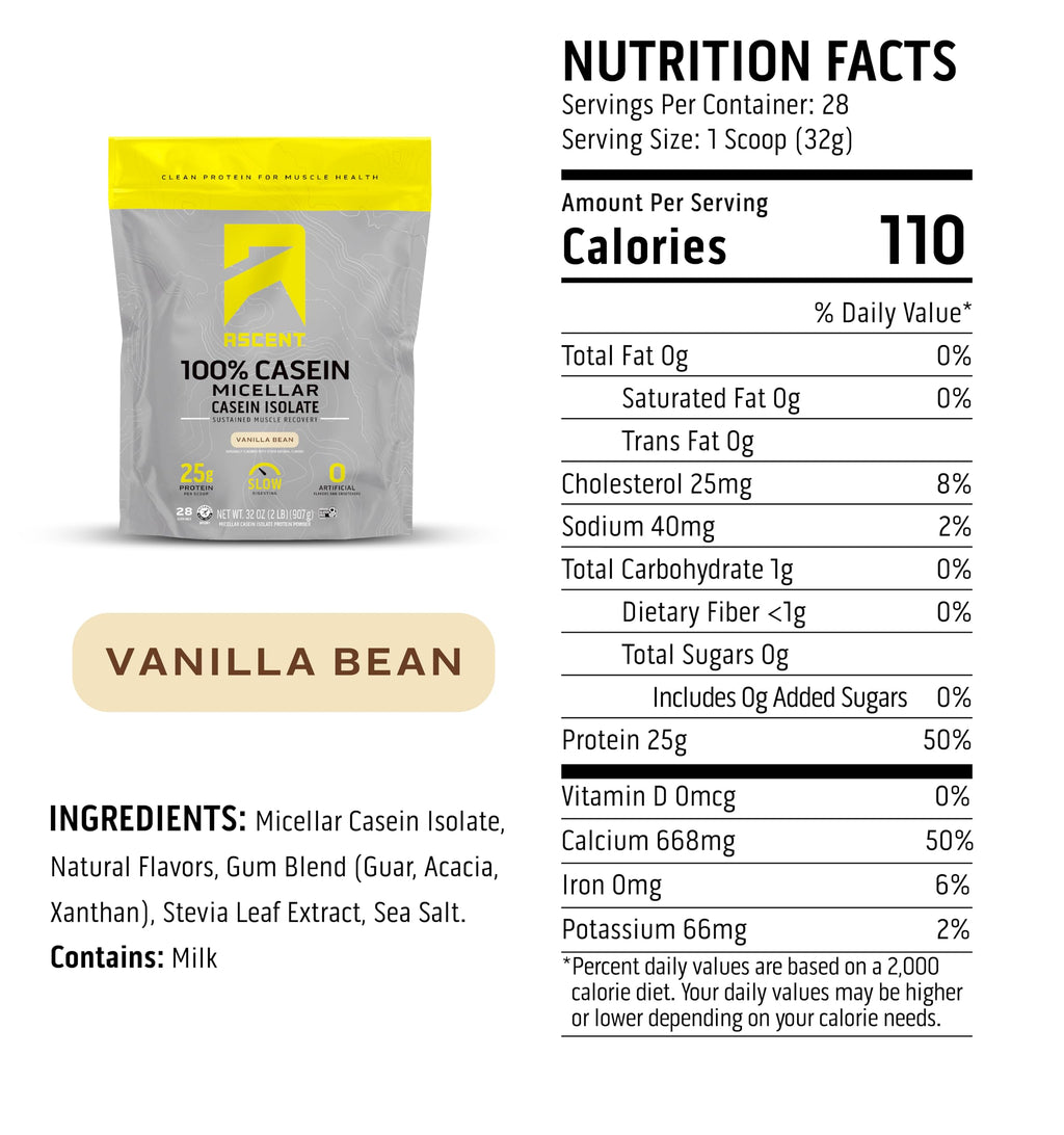 Ascent Ascent Casein Protein Powder - 25g Micellar Casein Powder