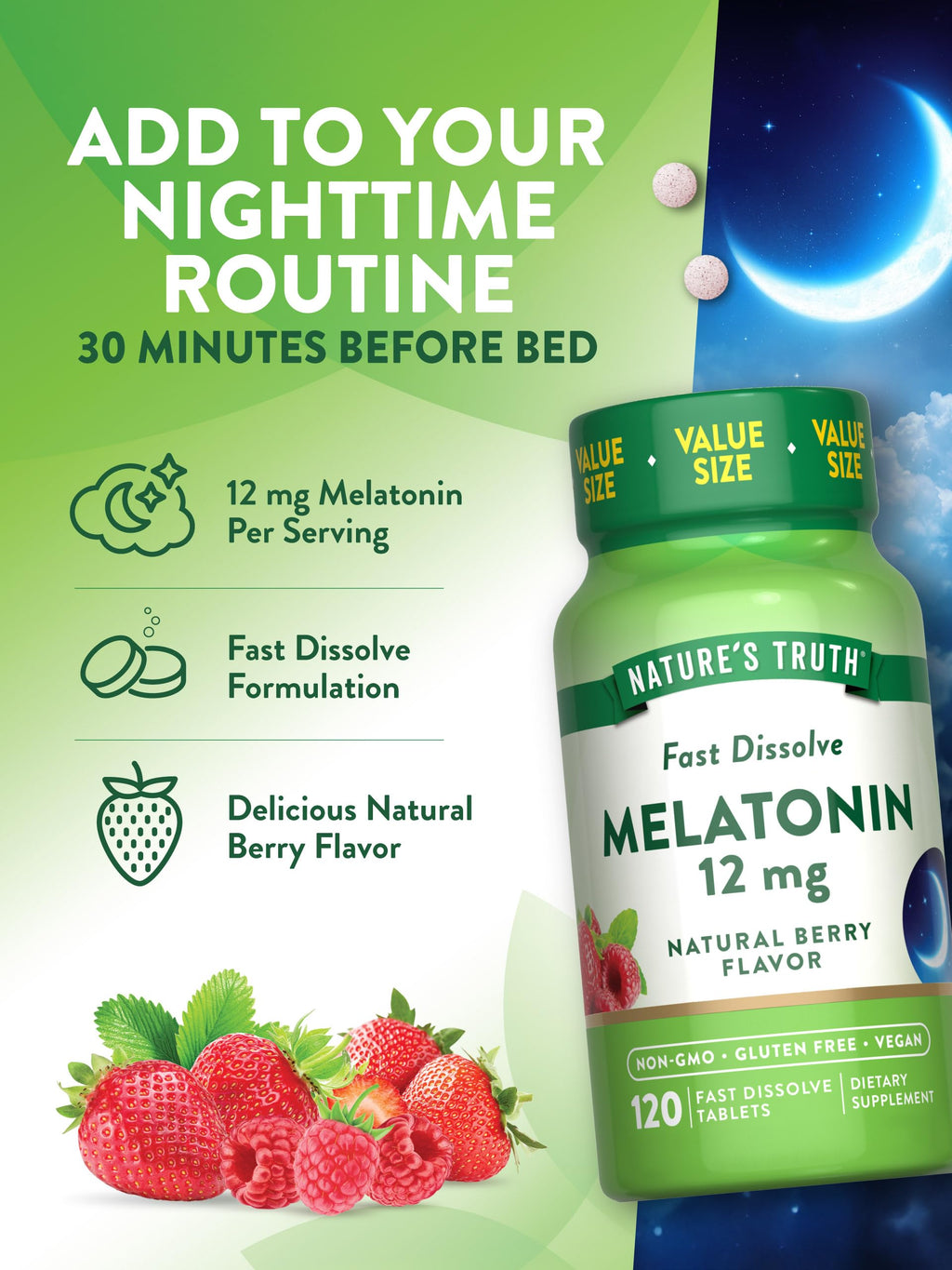 Nature's Truth Melatonin 12mg Tablets - 120 Count - image 5