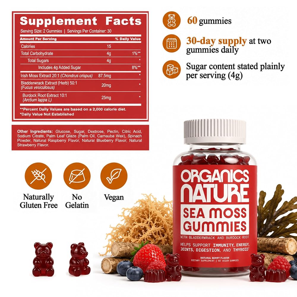 ORGANICS NATURE Irish Sea Moss Gummies with Bladderwrack & Burdock Root - image 4