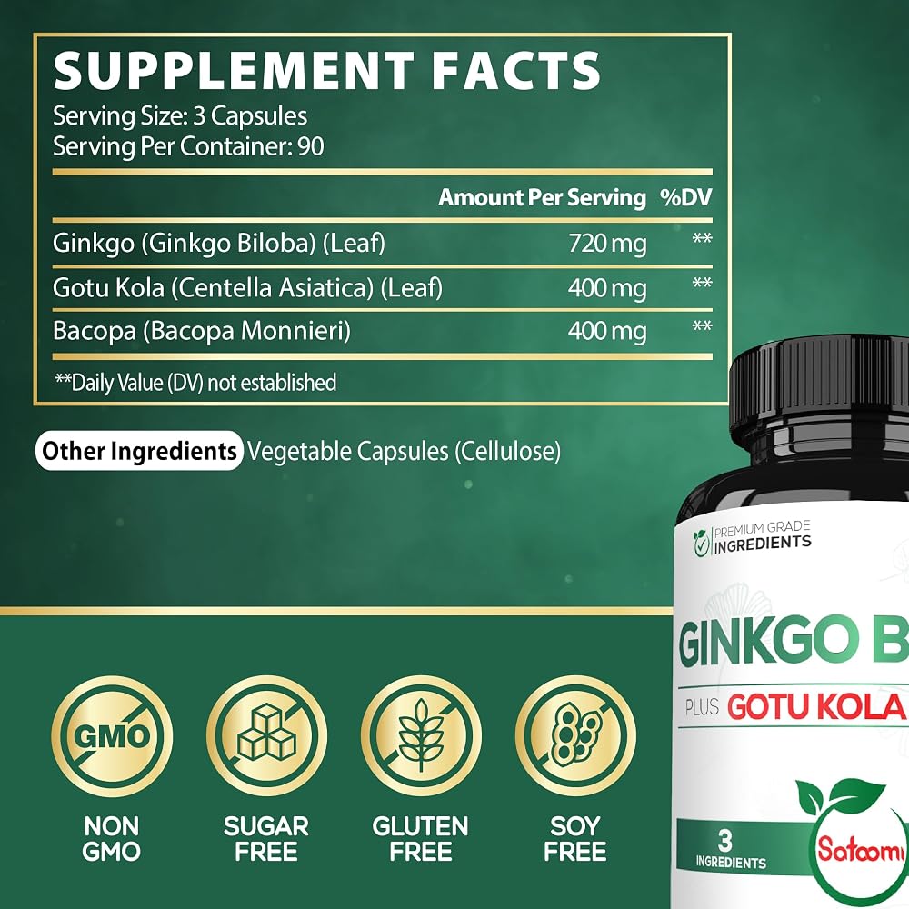 Satoomi 1520mg Ginkgo Biloba Supplements 120 270Capules