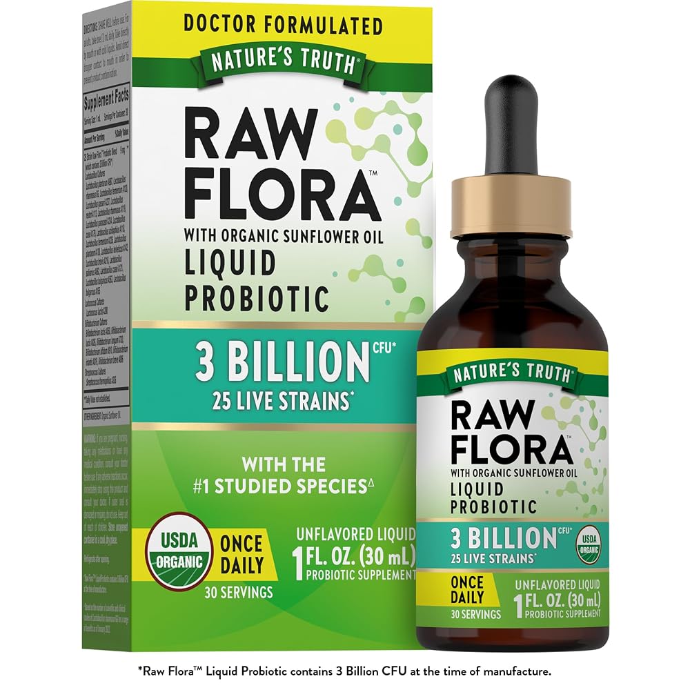 Nature's Truth Raw Flora USDA Organic Liquid Probiotic - 1 Fl Oz