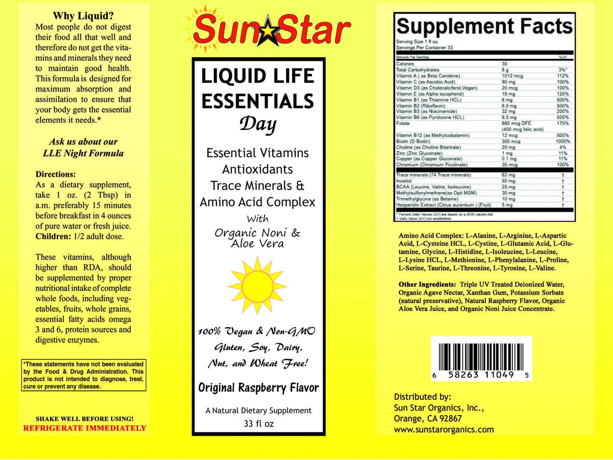 Sun Star Organics Liquid Day Multivitamin with Noni & Aloe Vera - 33 fl oz