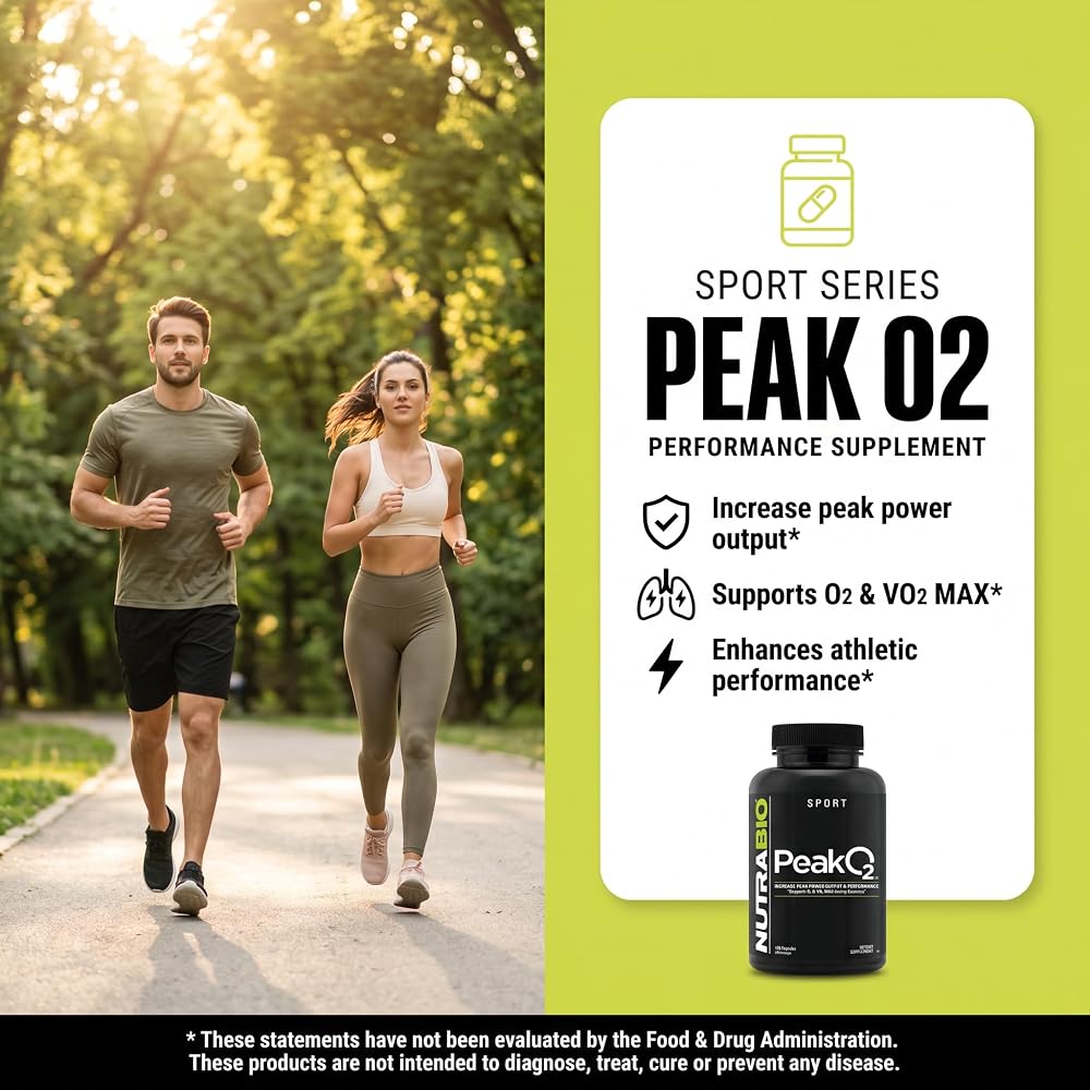 NutraBio PeakO2 Workout Supplement Mushroom Blend - 180 Capsules - image 6