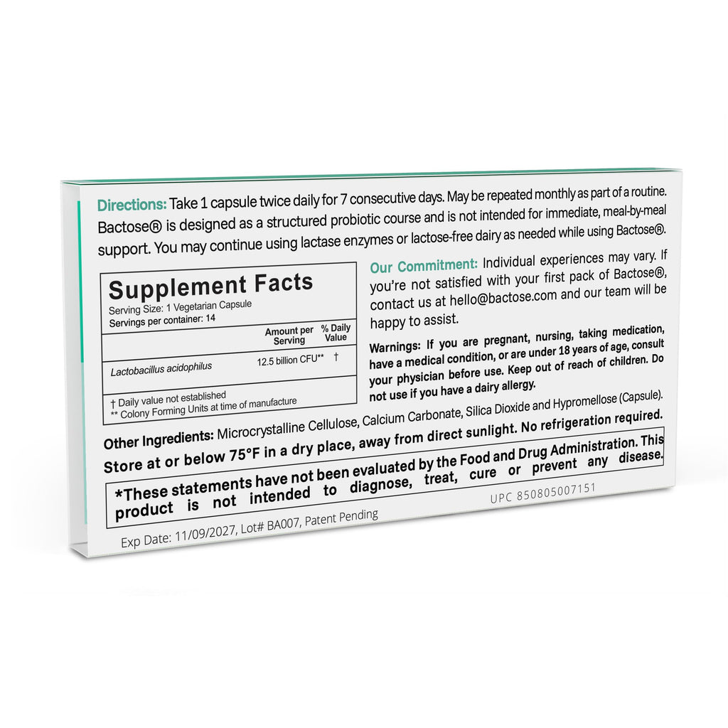 BACTOSE 7-Day Lactose Support Probiotics - 14 Capsules - image 3