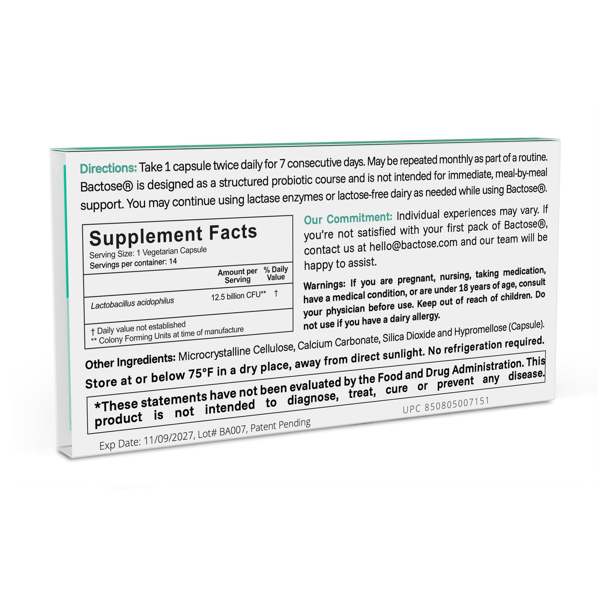 BACTOSE 7-Day Lactose Support Probiotics - 14 Capsules - image 3