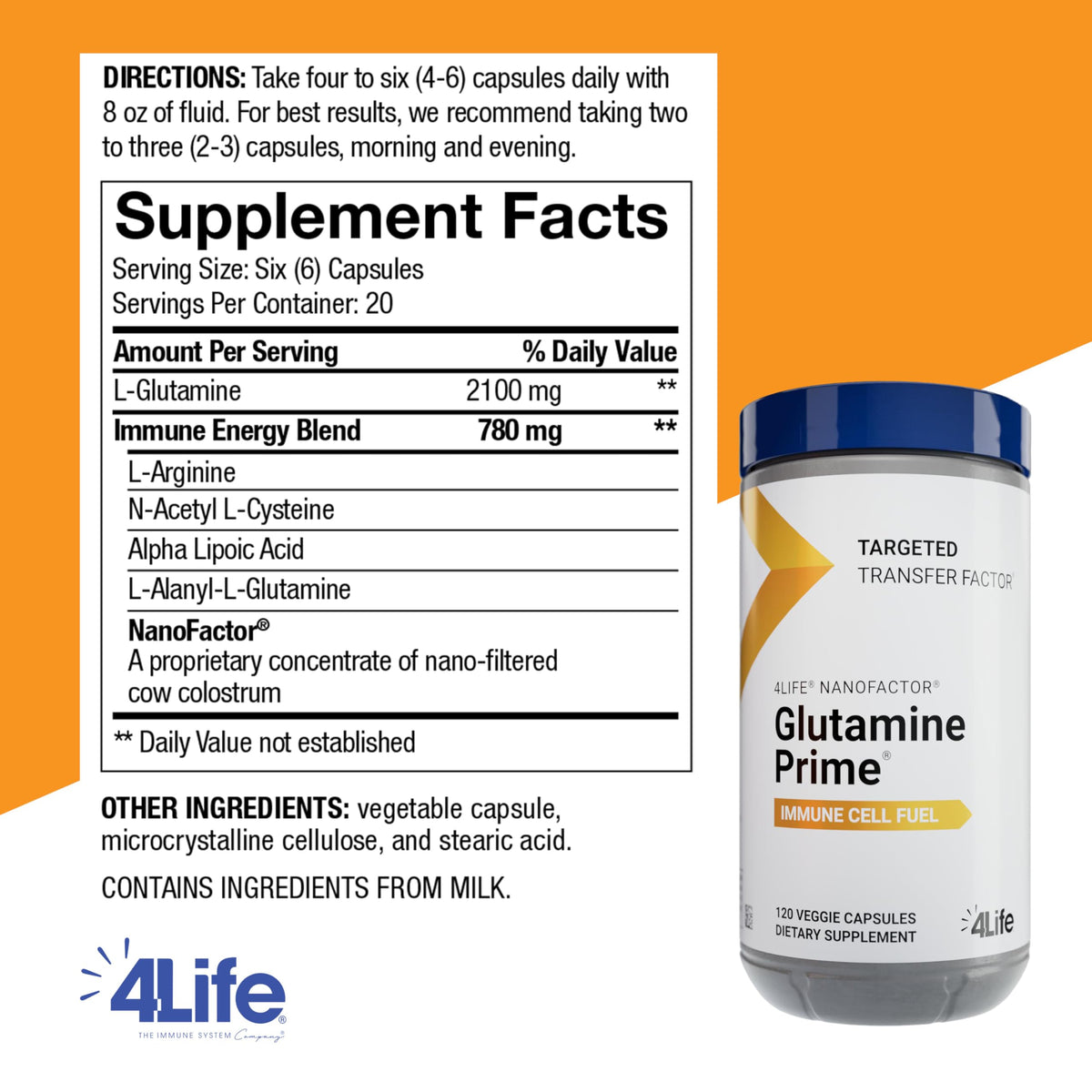4Life Transfer Factor Glutamine Prime Immune Support - 120 Capsules - image 2