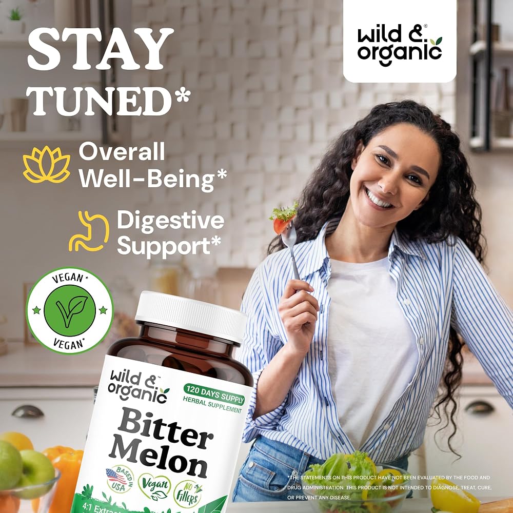 Wild & Organic Bitter Melon Capsules 500 mg - Digestive Support