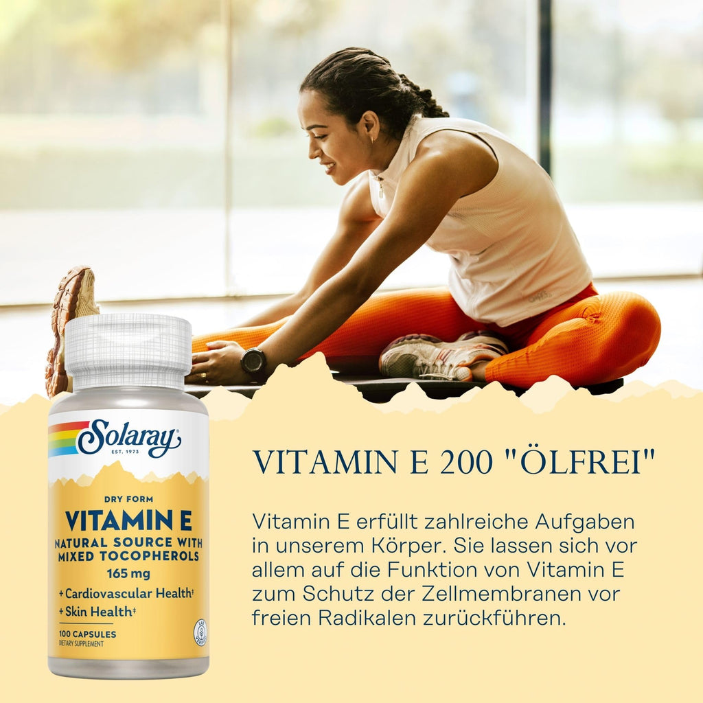 SOLARAY Vitamin E Dry 200 IU Mixed Tocopherols - 100 Capsules - image 2