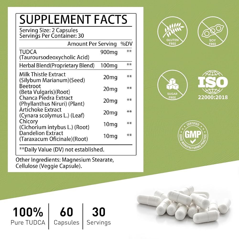 MIHIYO TUDCA Supplement 1000mg Liver Support - 60 Capsules - image 4