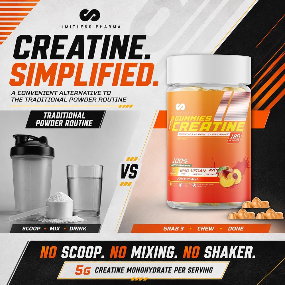 Limitless Pharma Pure Creatine Gummy Candy 5g - 180 Gummies - image 9