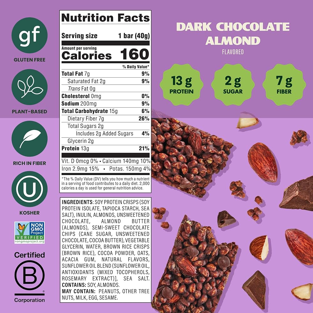 Simply Protein Dark Chocolate Almond Crispy Bars - 24 Bars - image 2