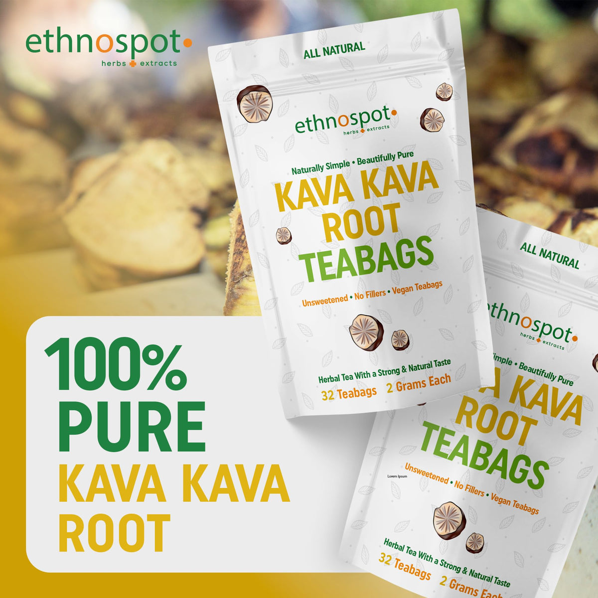 Ethnospot Kava Kava Root Tea for Stress Support Relaxation - 32 Teabags - image 3