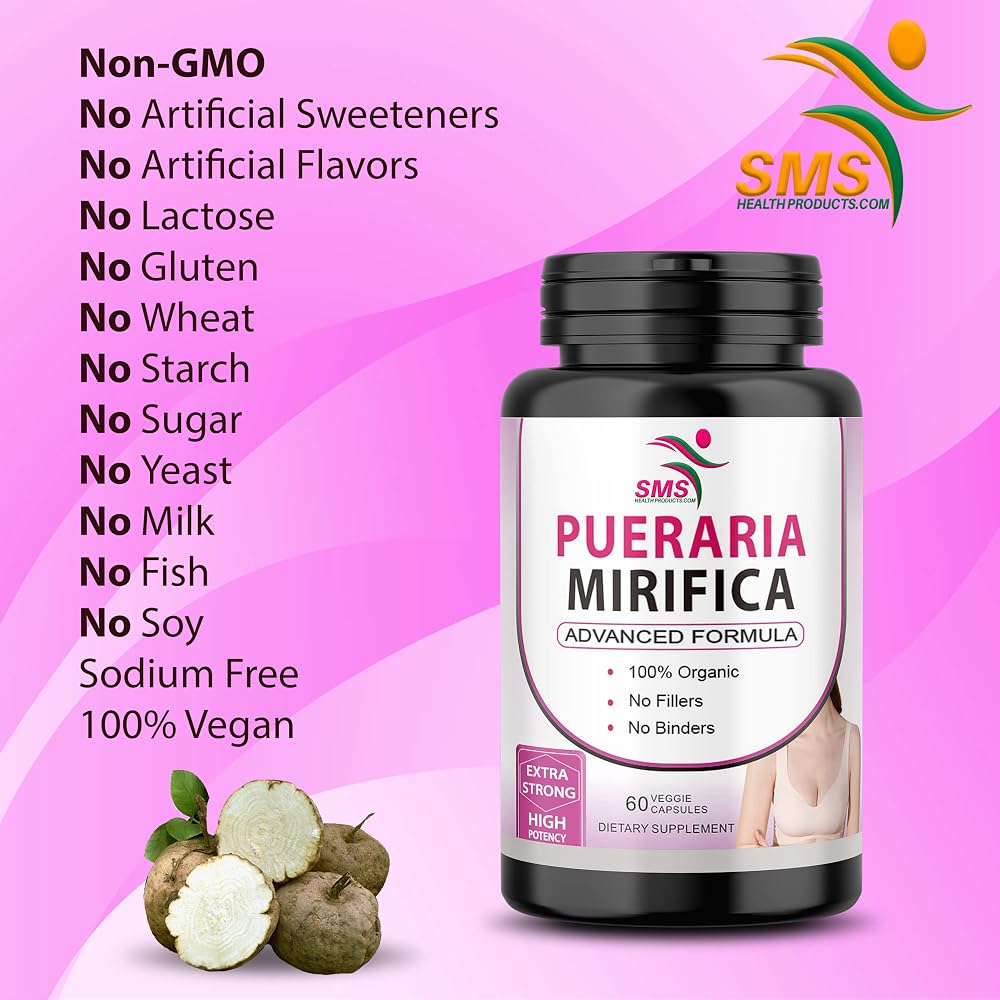 SMSHEALTHPRODUCTS Pueraria Mirifica 10:1 Extract - 60 Vegetarian Capsules - image 4