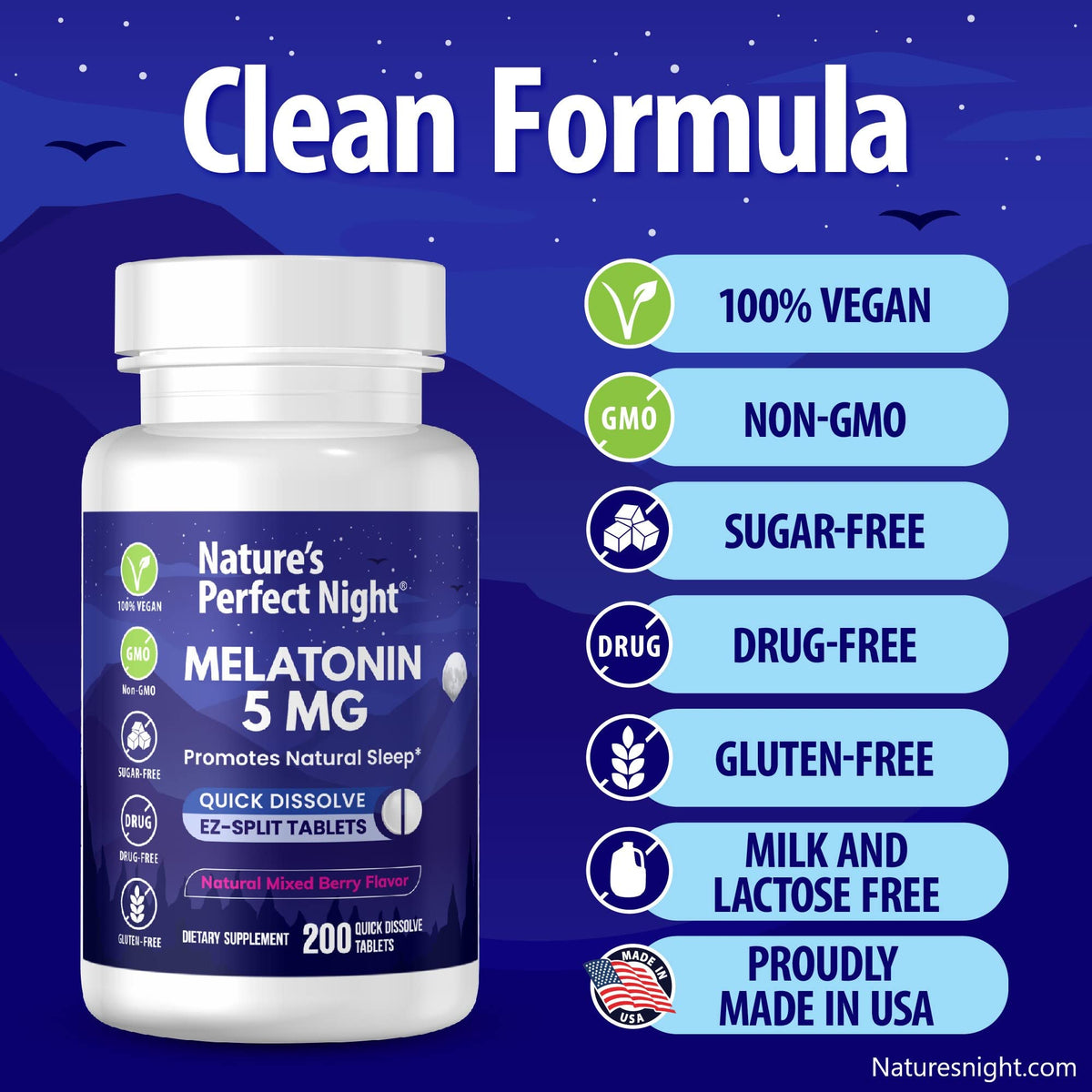 Nature's Perfect Night Melatonin 5mg Quick Dissolve Tablets - 200 Count - image 4