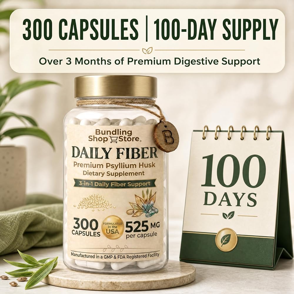 Fusion Shop Store Daily Fiber Psyllium Husk Capsules - 300 Count - image 6