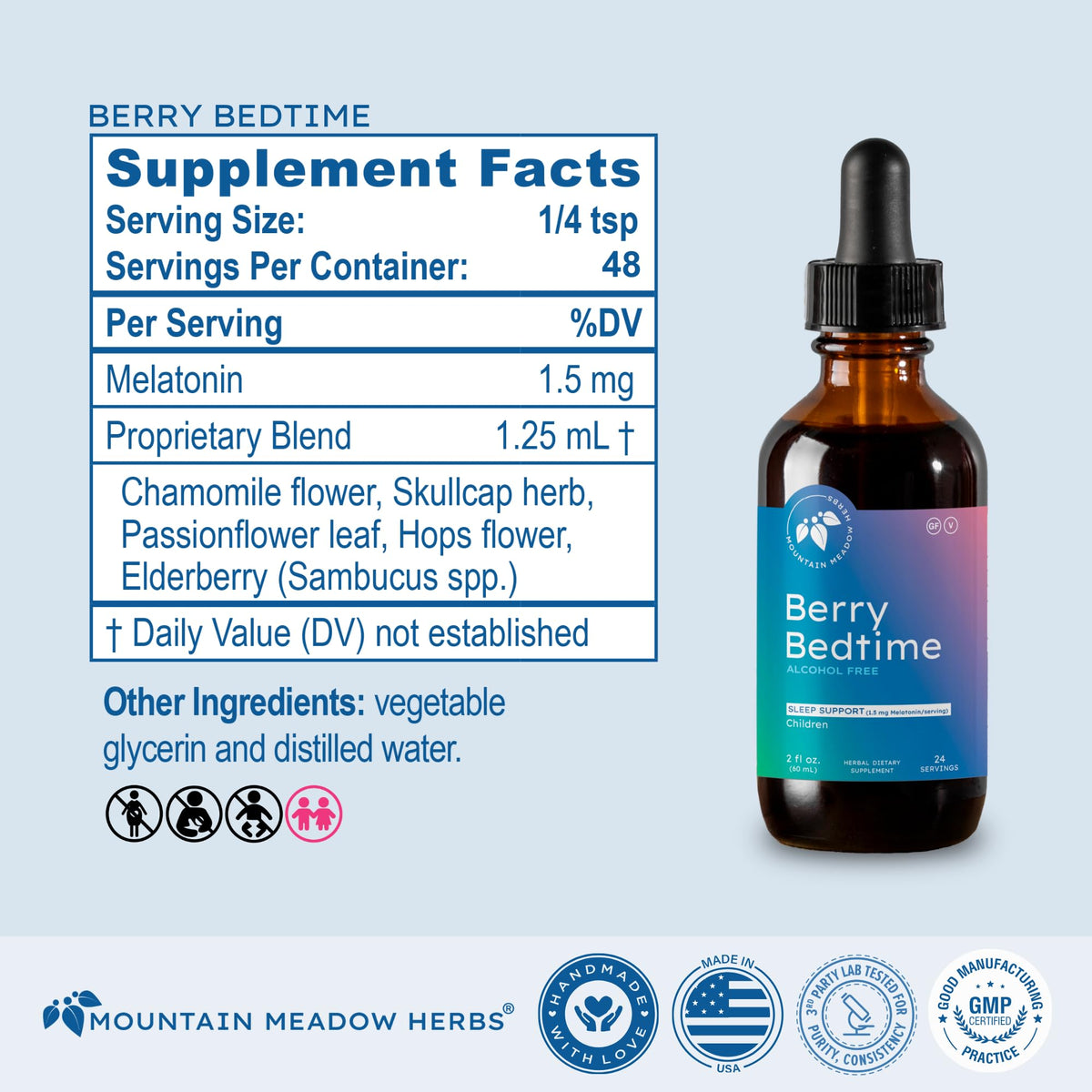 Mountain Meadow Herbs Berry Bedtime Kids Sleep Support Drops - 2 oz - image 4