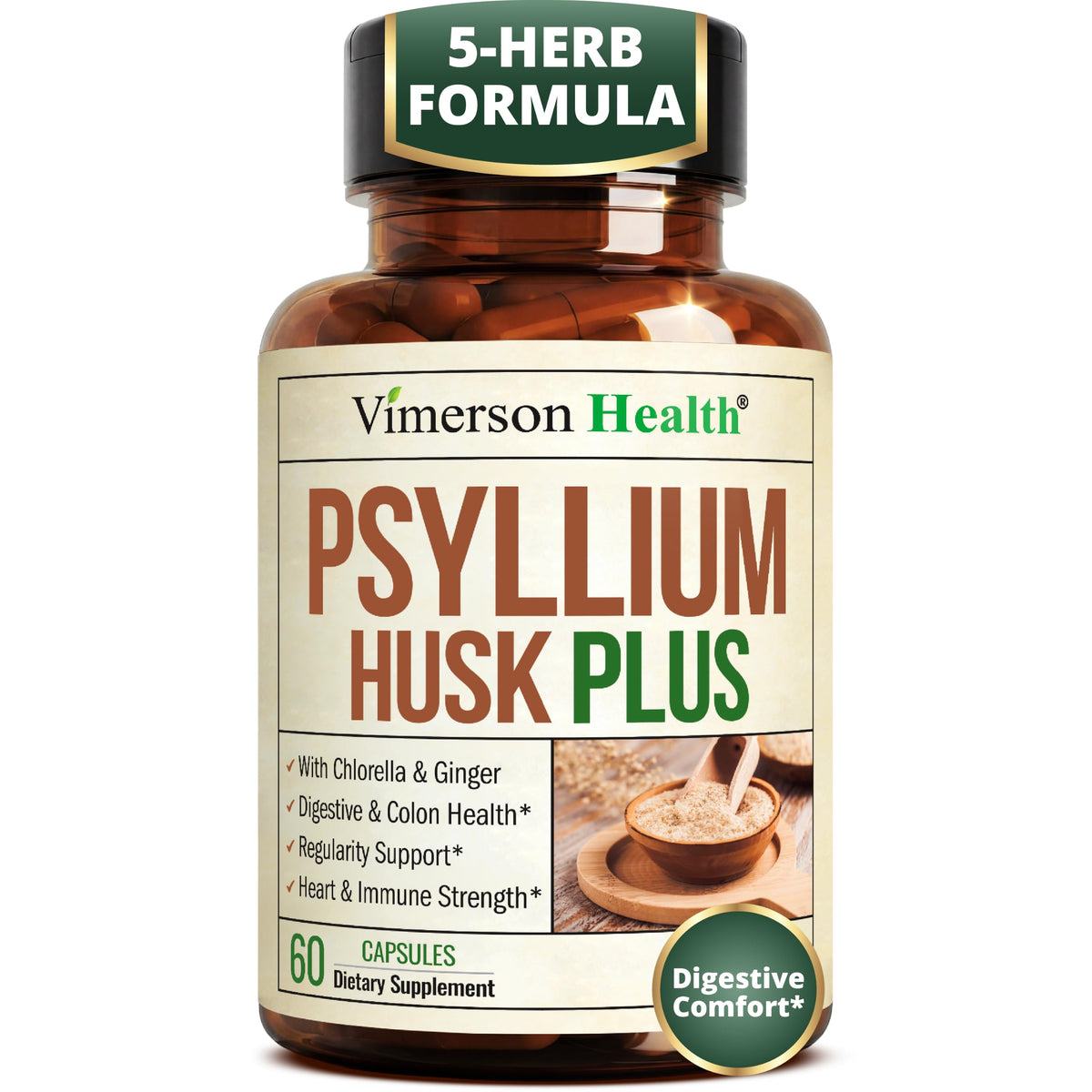 Vimerson Health Psyllium Husk Capsules 1080mg - 60 Capsules