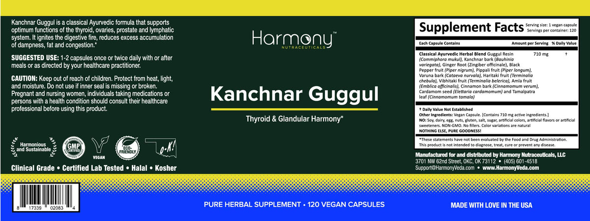 Harmony Nutraceuticals Kanchnar Guggul Thyroid Support - 120 Vegan Capsules - image 5