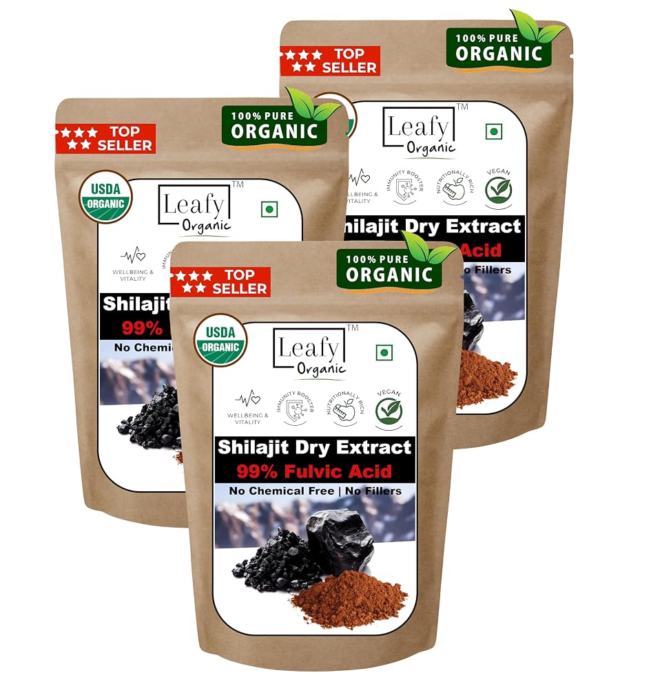 Leafy Organic Shilajit Powder Extract 99% Fulvic Acid - 300g