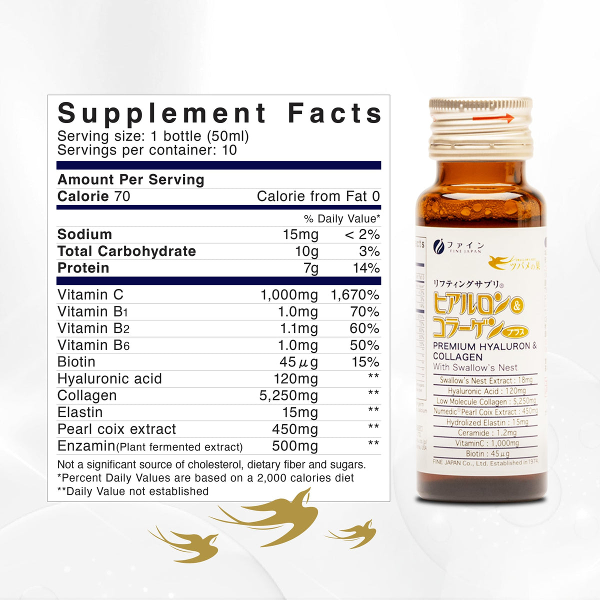 FINE JAPAN Liquid Collagen with Swallow's Nest & Hyaluronic Acid - 10 Bottles - image 8