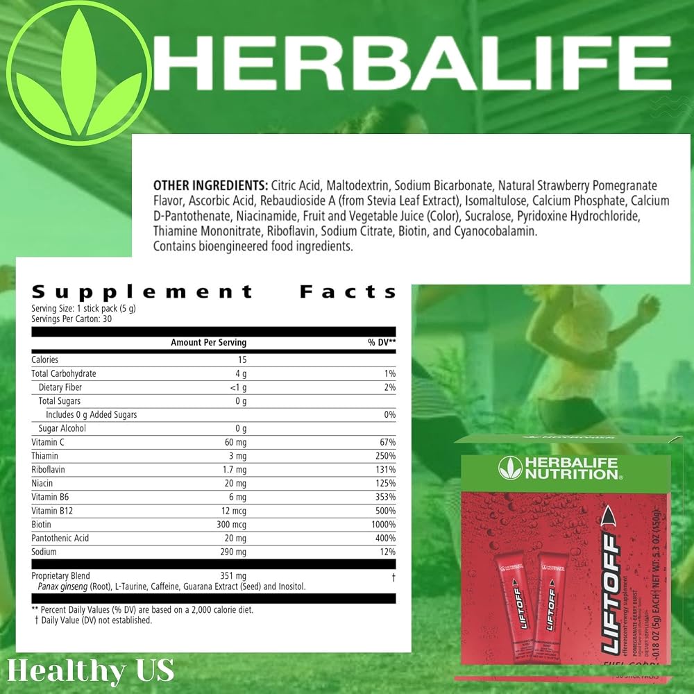 Herbalife Liftoff Pomegranate-Berry Burst Energy Tablets - 30 Tablets - image 3