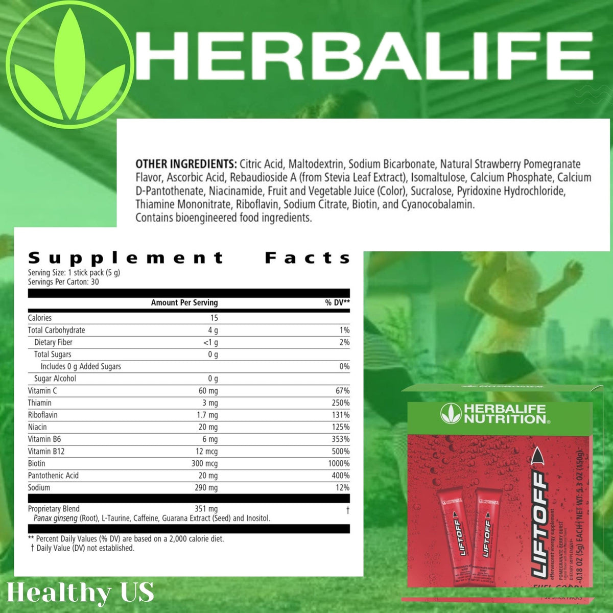 Herbalife Liftoff Pomegranate-Berry Burst Energy Tablets - 30 Tablets - image 3