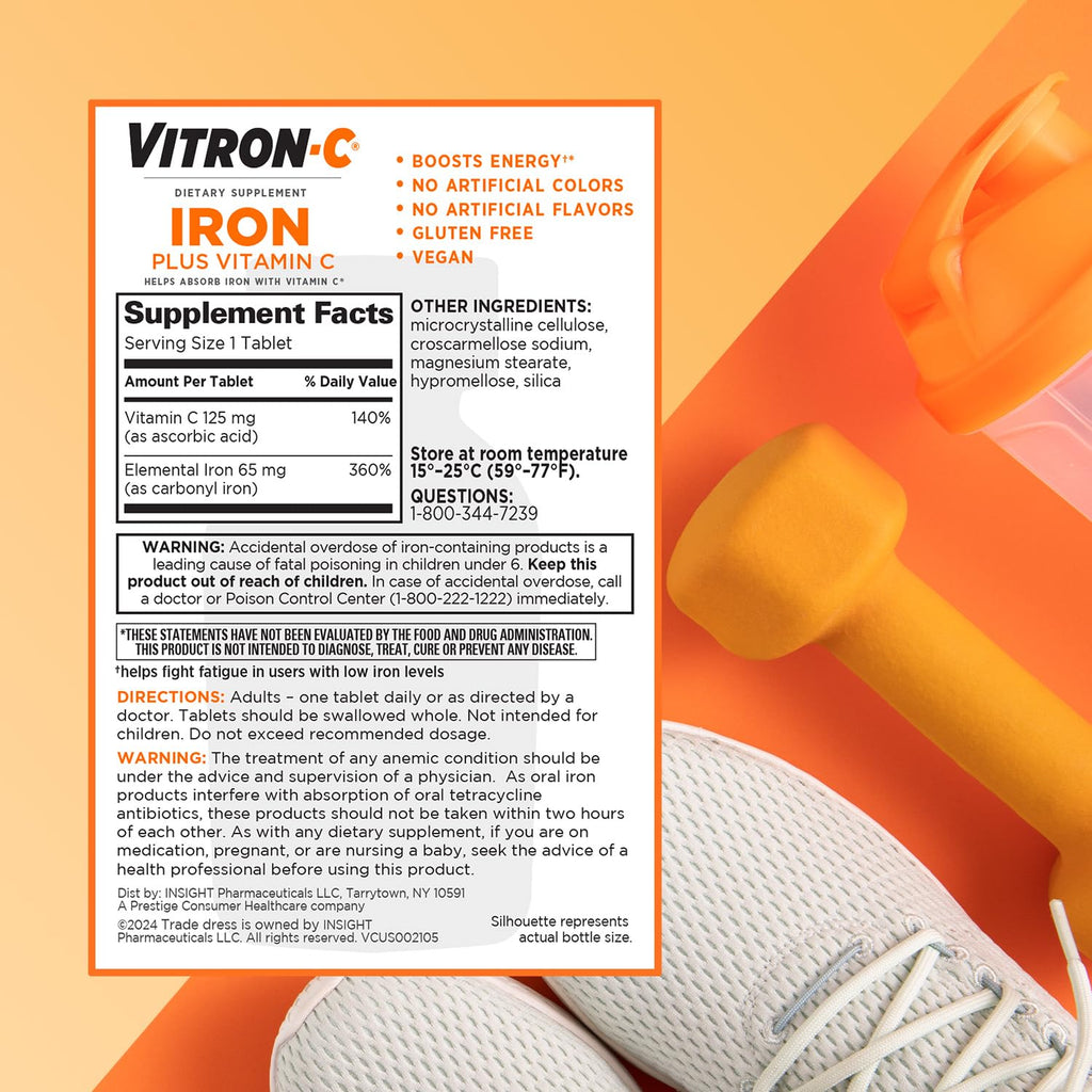Vitron-C Iron Supplement Plus Vitamin C - 60 Tablets - image 7