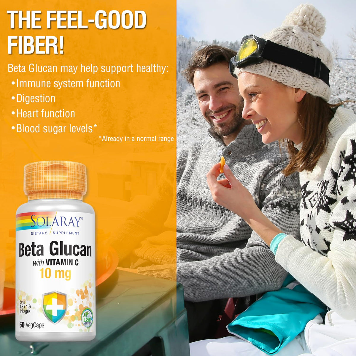 SOLARAY Beta Glucan with Vitamin C Immune Support - 60 Vegetarian Capsules - image 4