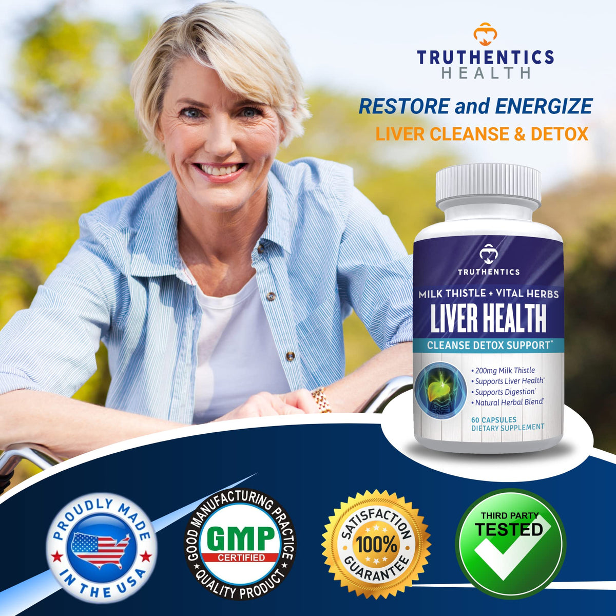 TRUTHENTICS Liver Health Supplement with Milk Thistle - 60 Capsules - image 5