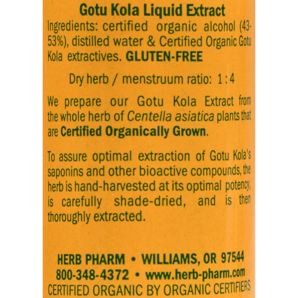 Herb Pharm Certified Organic Gotu Kola Extract for Musculoskeletal