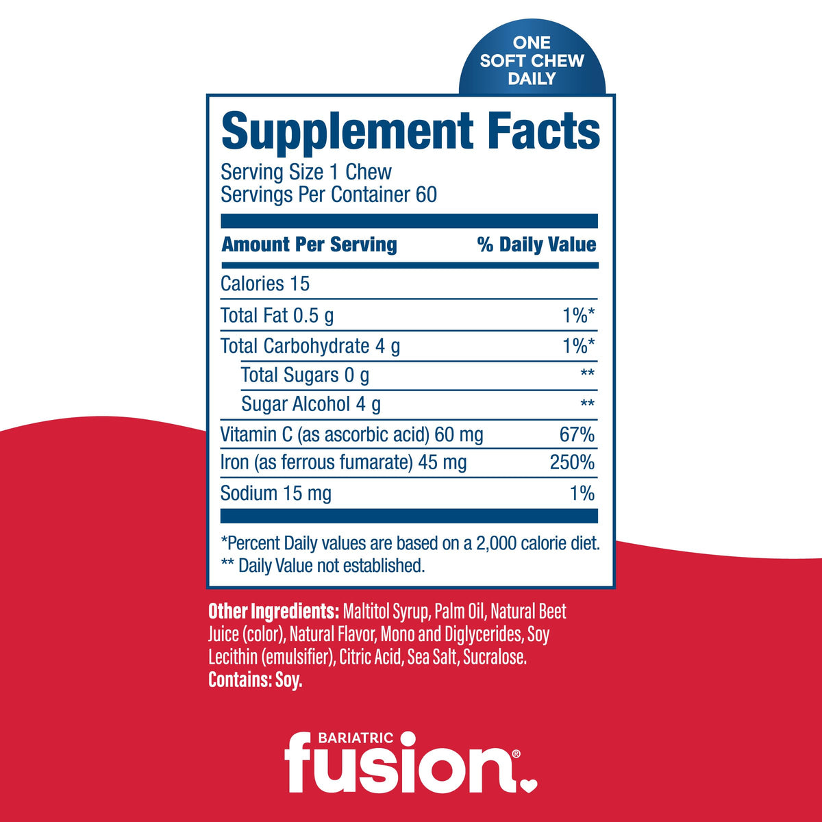 Bariatric Fusion Iron 45mg Cherry Soft Chews - 60 Count - image 4