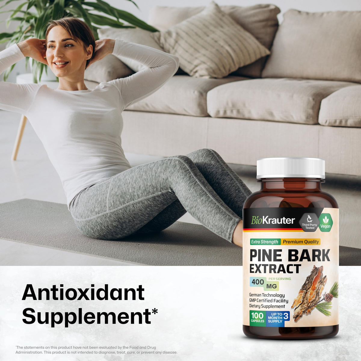 BIO KRAUTER Pine Bark Extract Capsules for Antioxidant Support - 100 Count - image 2