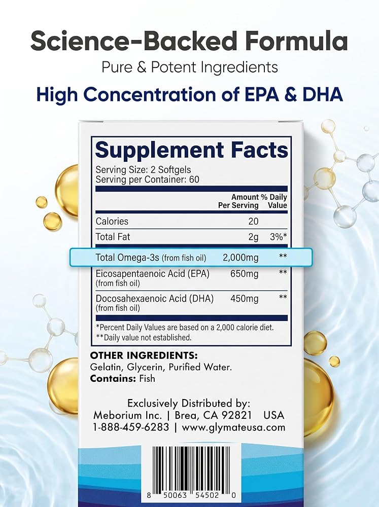 Glymate Fish Oil Omega-3 - 120 Softgels - image 3