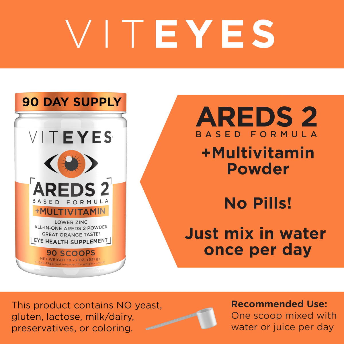 Viteyes AREDS 2 Powder + Multivitamin for Macular Protection - 90 Scoops - image 3