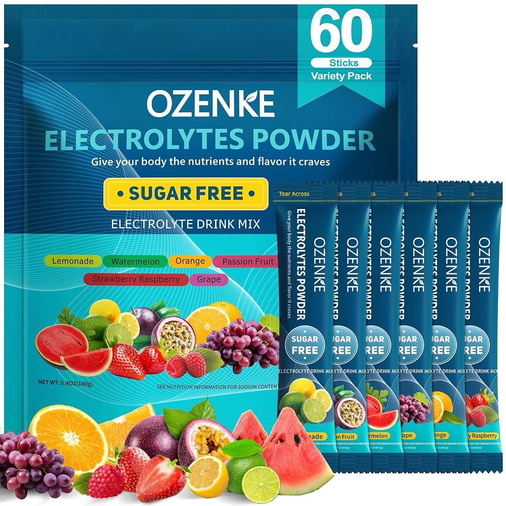 OZENKE Electrolytes Powder Packets Sugar Free - 60 Sticks