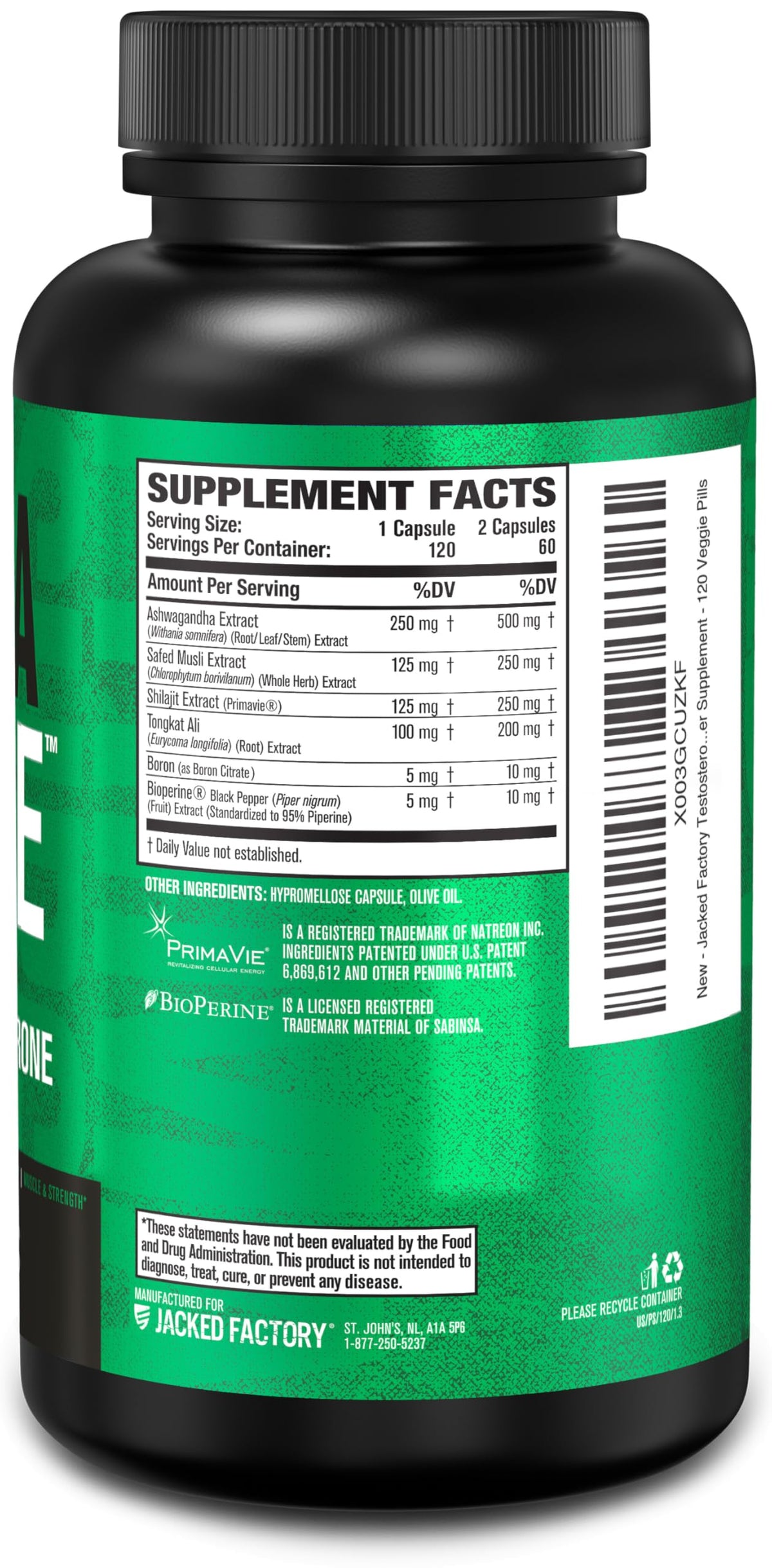 Jacked Factory Primasurge Testosterone Booster for Men - 120 Vegetarian Capsules - image 8