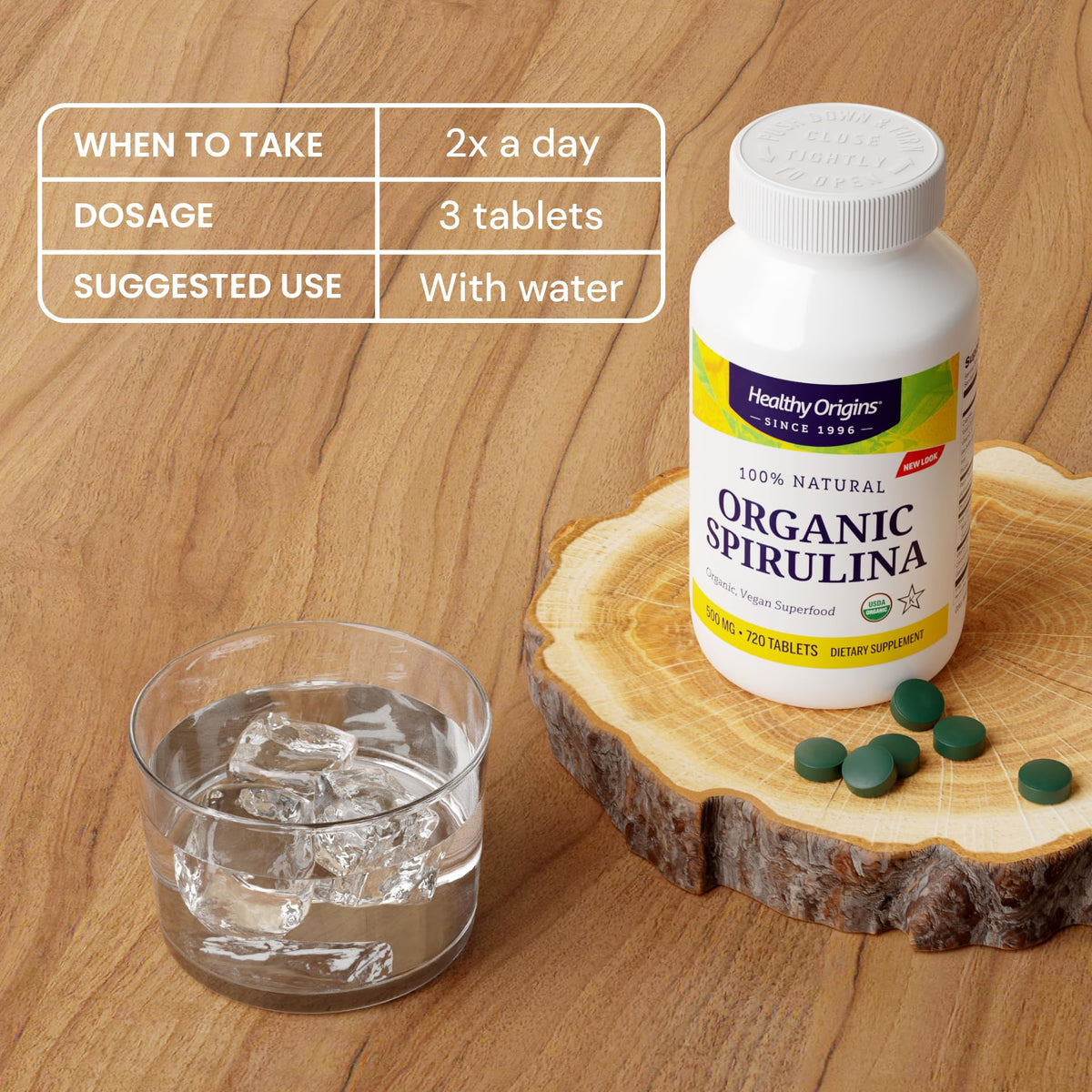 Healthy Orgins Organic and Kosher Spirulina Tablets, 500 mg