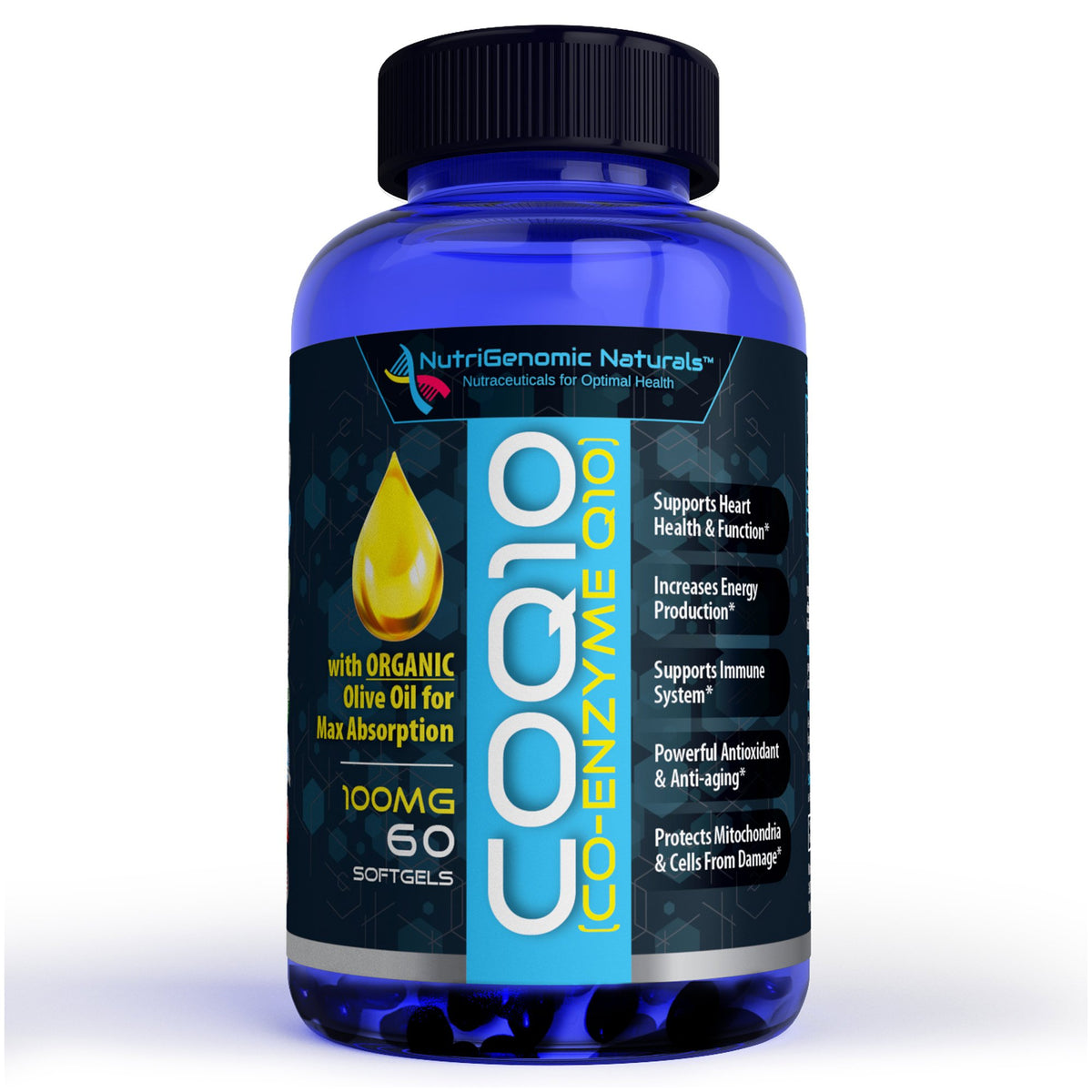 NutriGenomic Naturals CoQ10 100mg Heart Health - 60 Softgels