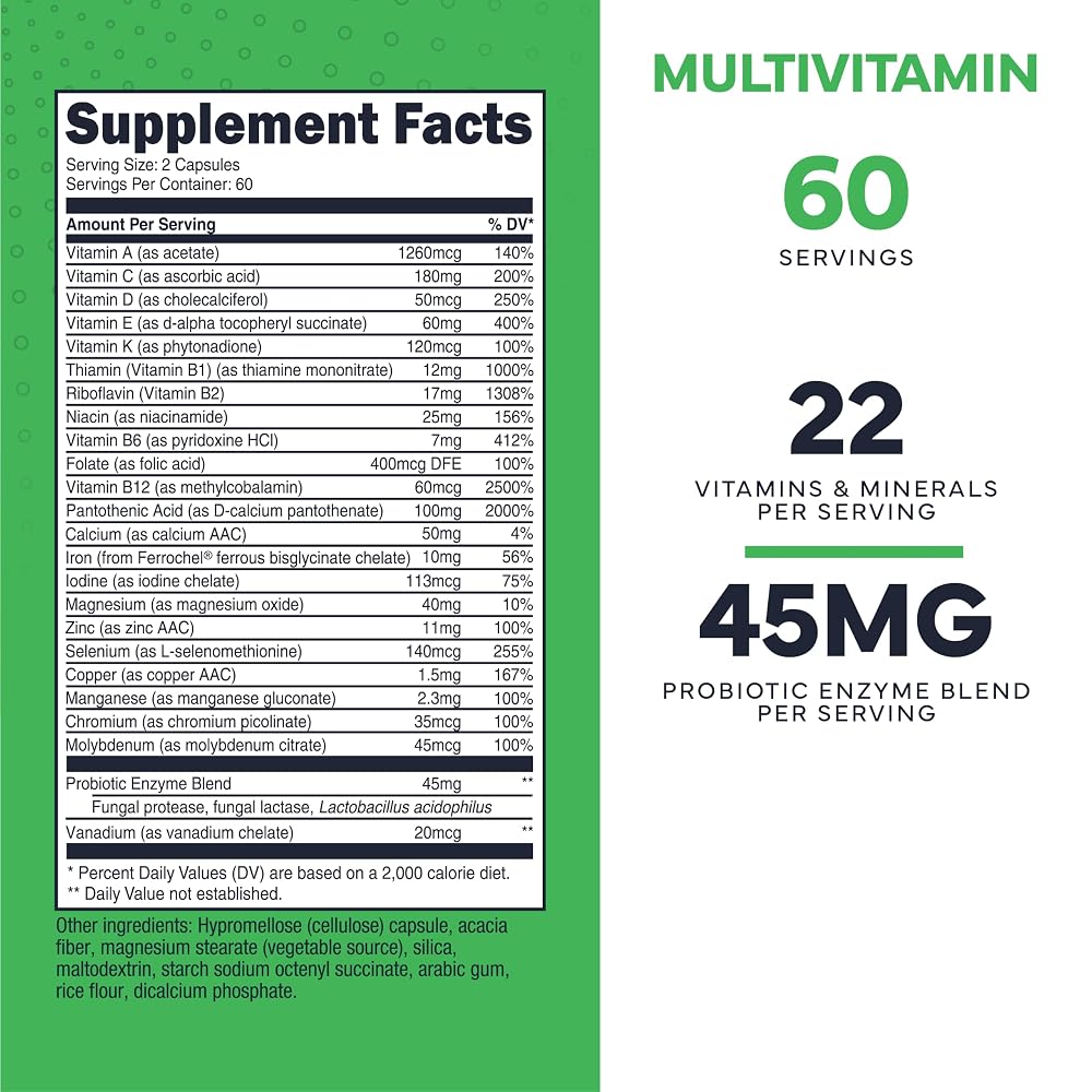 Type Zero Multivitamin Capsules with Probiotics - 120 Capsules - image 2