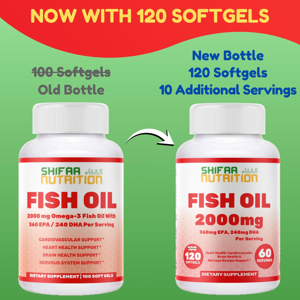 Shifaa Nutrition Halal Omega 3 Fish Oil 2000mg - 120 Softgels - image 2