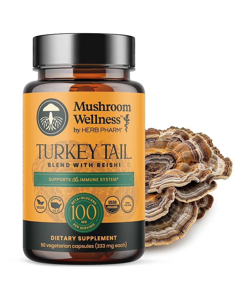 Herb Pharm Mushroom Wellness Turkey Tail & Reishi - 90 Capsules