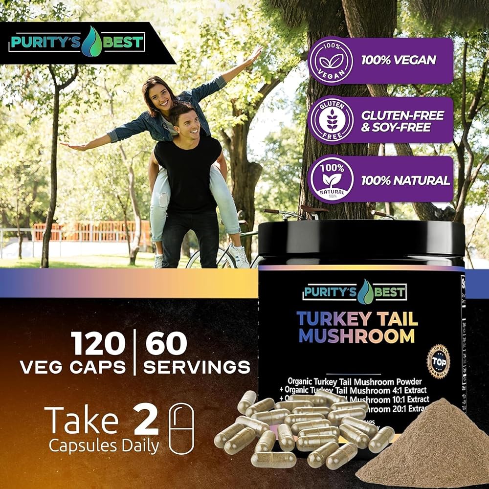 Purity`s Best Purity's Best Turkey Tail Mushroom Immune Support - 120 Capsules - image 4
