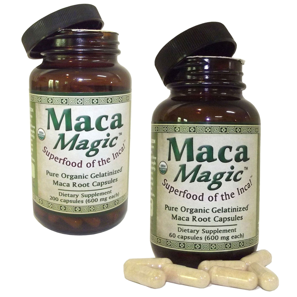 Maca Magic Organic Gelatinized Maca Powder - 60 Vegetarian Capsules