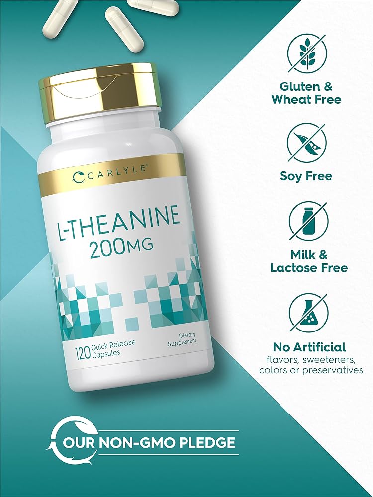Carlyle L-Theanine 200mg Supplement - 120 Capsules - image 4