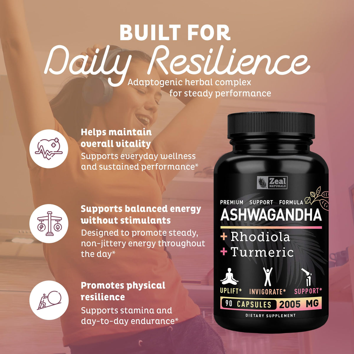 Zeal Naturals Adaptogenic Ashwagandha Complex Stress Relief - 90 Capsules - image 6