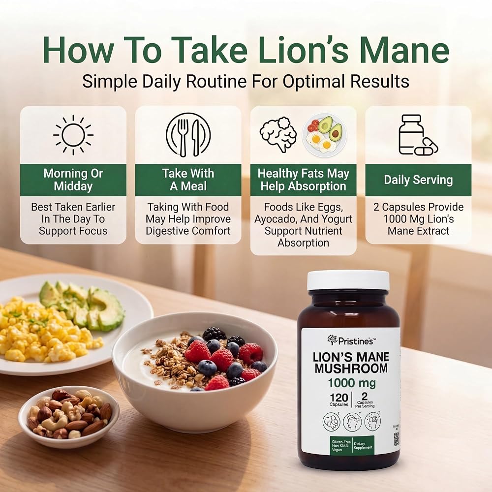 PRISTINE'S Lion's Mane 1000mg Mushroom Capsules - 120 Count - image 4